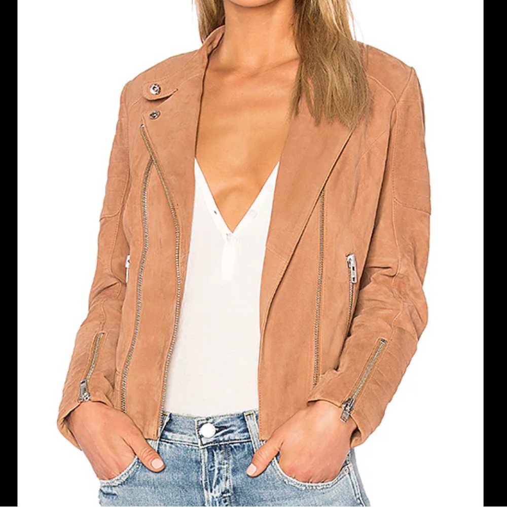 Suede Moto Jacket in Tan